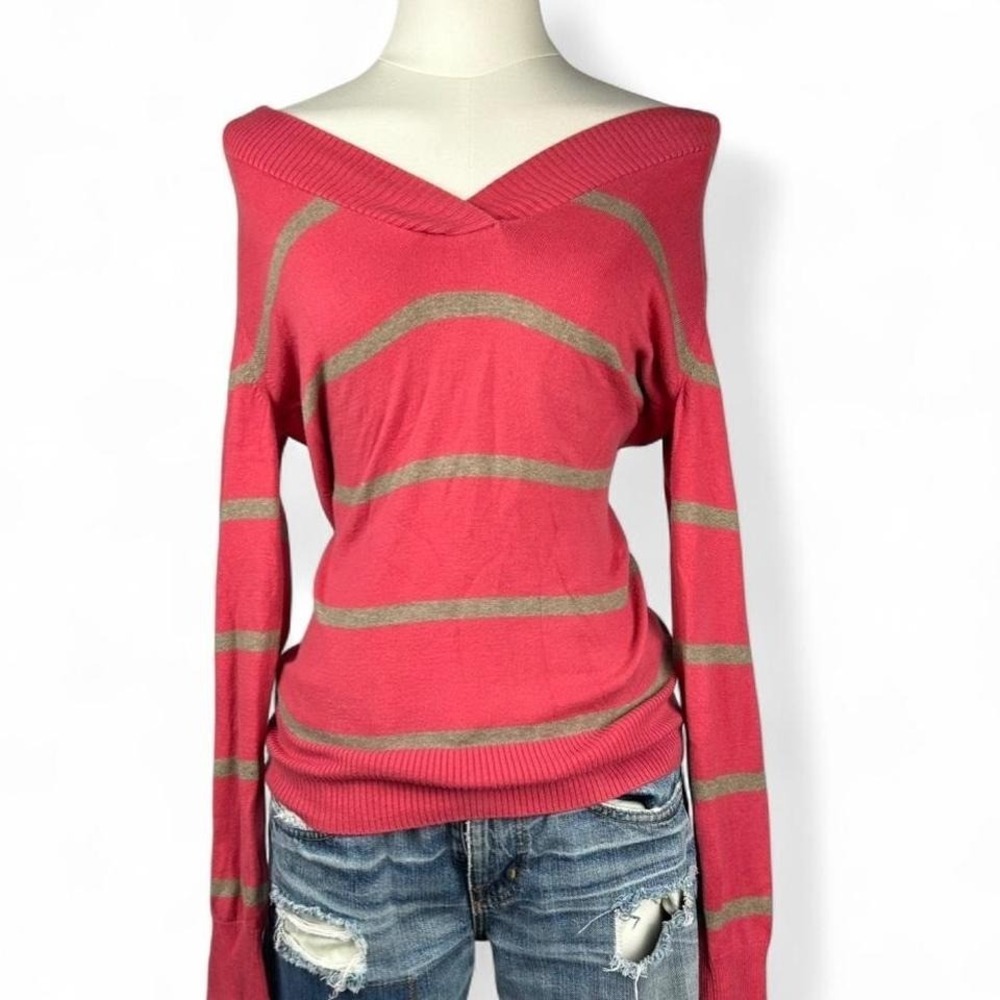 Vintage Y2K GAP Off Shoulder Striped Sweater‎ Womens S Preppy Indie